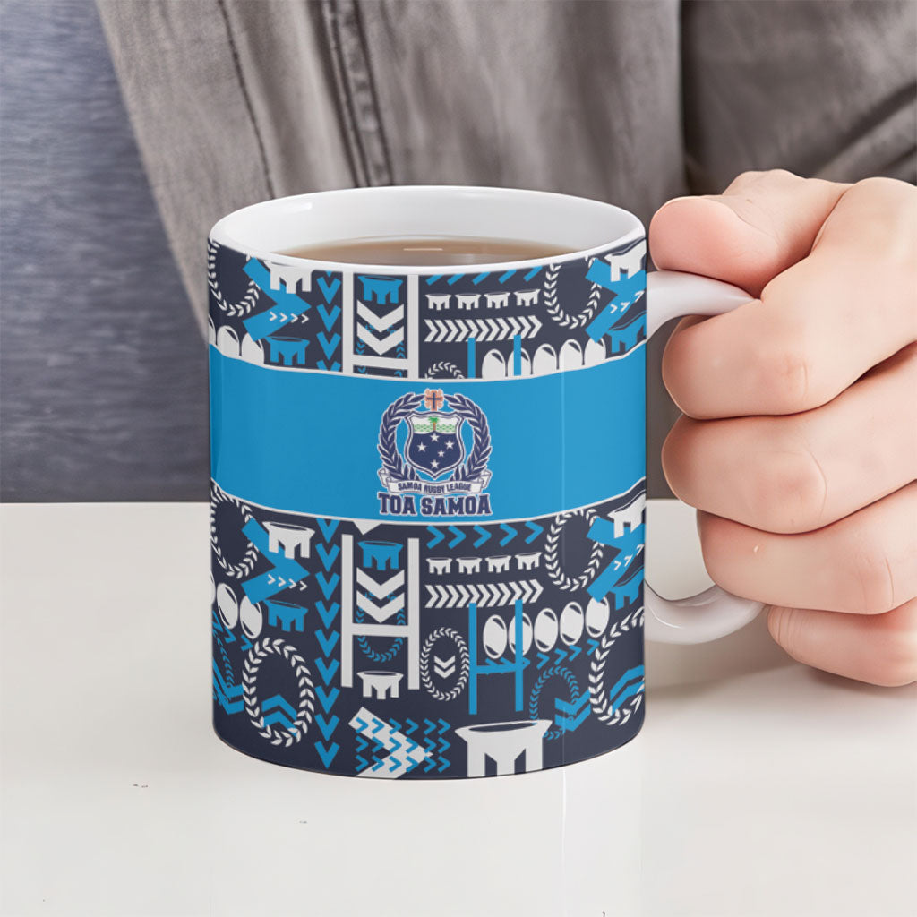Samoan Warrior Island Heritage Ceramic Mug Ocean Island Geometry Blue Style LT9 - Polynesian Pride