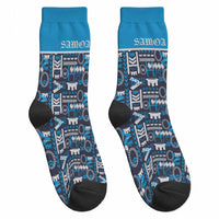 Samoan Warrior Island Heritage Crew Socks Ocean Island Geometry Blue Style LT9 - Polynesian Pride