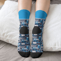 Samoan Warrior Island Heritage Crew Socks Ocean Island Geometry Blue Style LT9 - Polynesian Pride