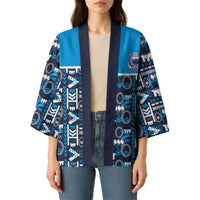Samoan Warrior Island Heritage Kimono Ocean Island Geometry Blue Style LT9 - Polynesian Pride