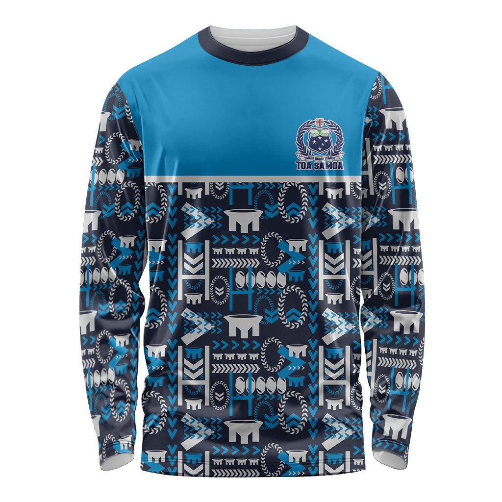 Samoan Warrior Island Heritage Long Sleeve Shirt Ocean Island Geometry Blue Style LT9 Unisex Blue - Polynesian Pride
