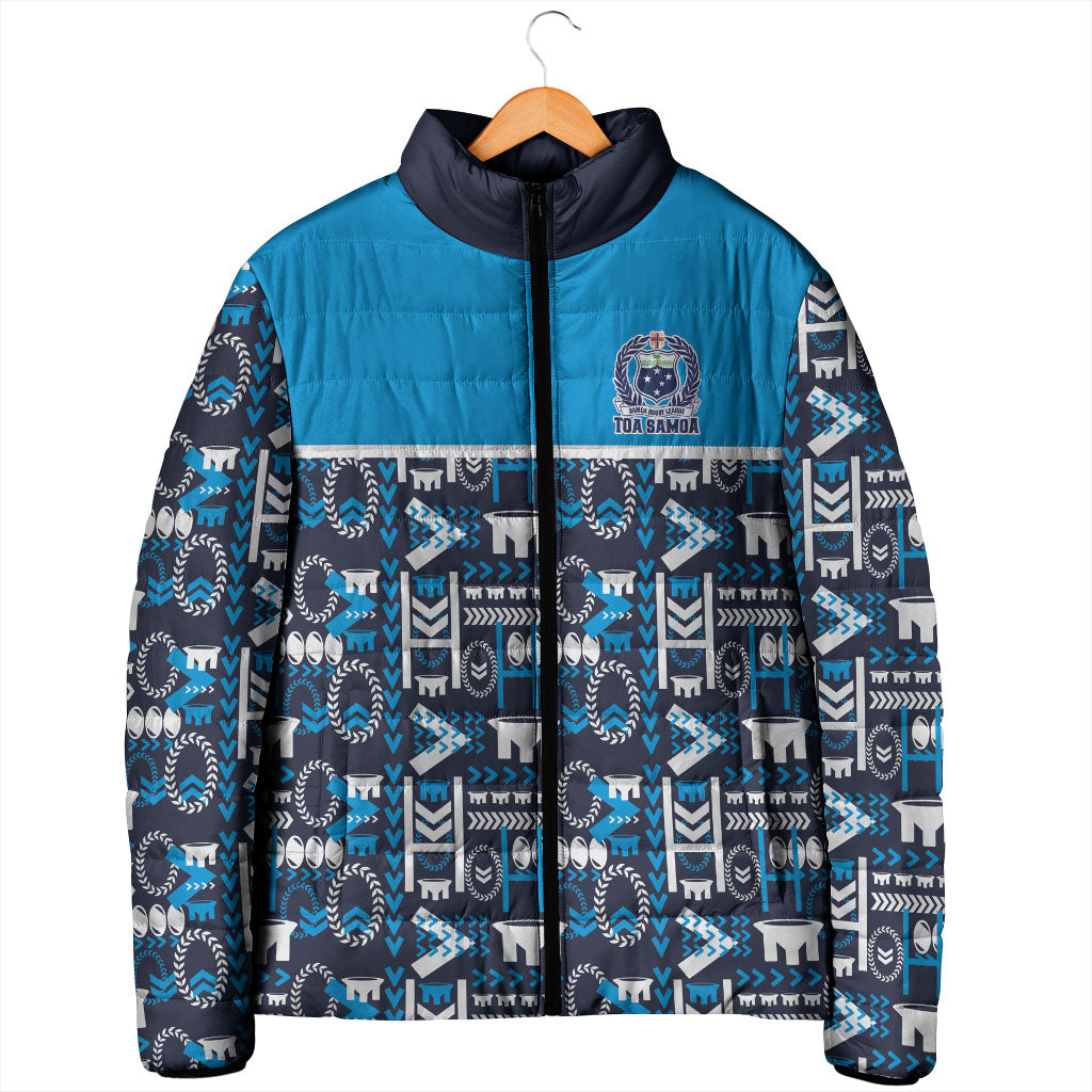 Samoan Warrior Island Heritage Padded Jacket Ocean Island Geometry Blue Style LT9 - Polynesian Pride