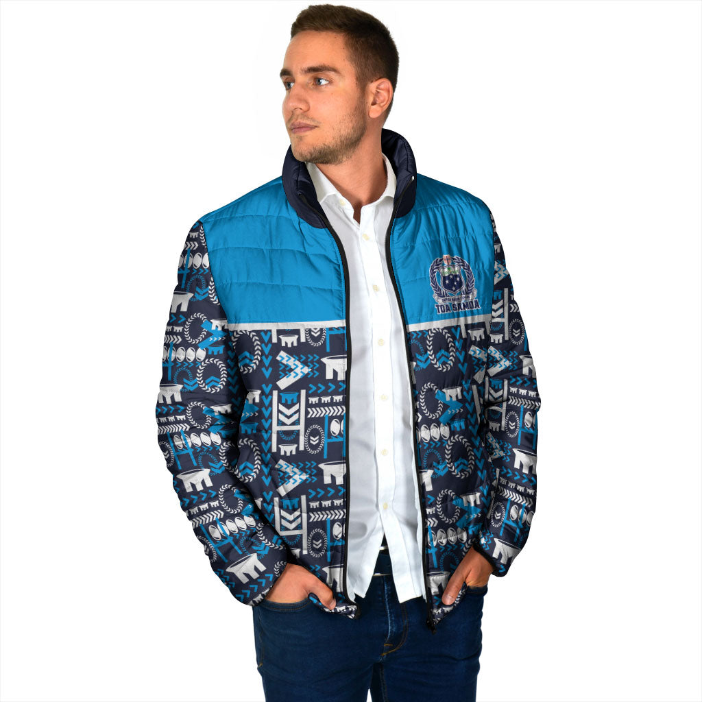 Samoan Warrior Island Heritage Padded Jacket Ocean Island Geometry Blue Style LT9 - Polynesian Pride