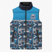 Samoan Warrior Island Heritage Sleeveless Puffer Jacket Ocean Island Geometry Blue Style LT9 Unisex Blue - Polynesian Pride