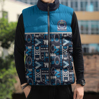 Samoan Warrior Island Heritage Sleeveless Puffer Jacket Ocean Island Geometry Blue Style LT9 - Polynesian Pride