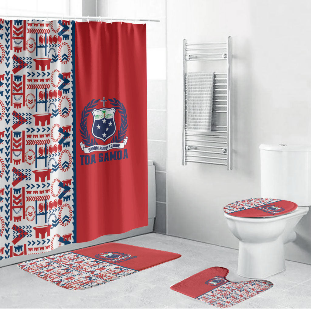 Samoan Warrior Island Heritage Bathroom Set Ocean Island Geometry Red Style LT9 Bathroom Set (4 pcs) Red - Polynesian Pride
