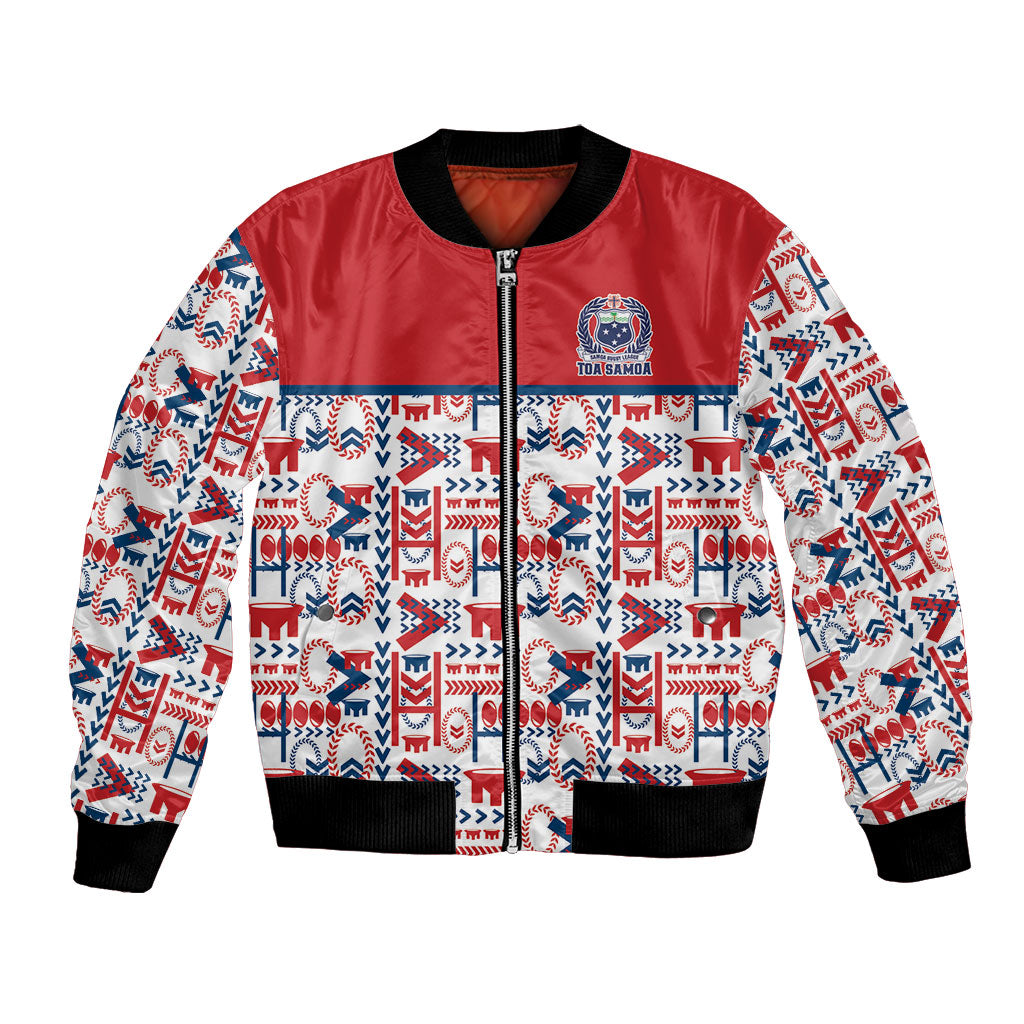 Samoan Warrior Island Heritage Bomber Jacket Ocean Island Geometry Red Style LT9 Unisex Red - Polynesian Pride