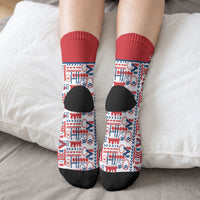 Samoan Warrior Island Heritage Crew Socks Ocean Island Geometry Red Style LT9 - Polynesian Pride
