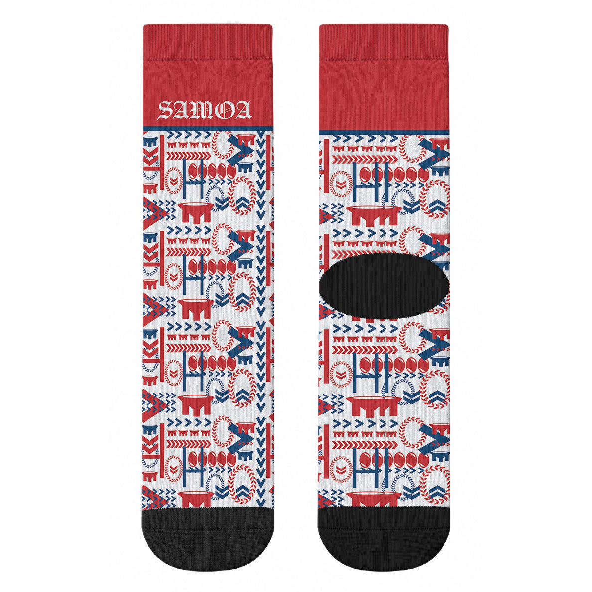 Samoan Warrior Island Heritage Crew Socks Ocean Island Geometry Red Style LT9 - Polynesian Pride