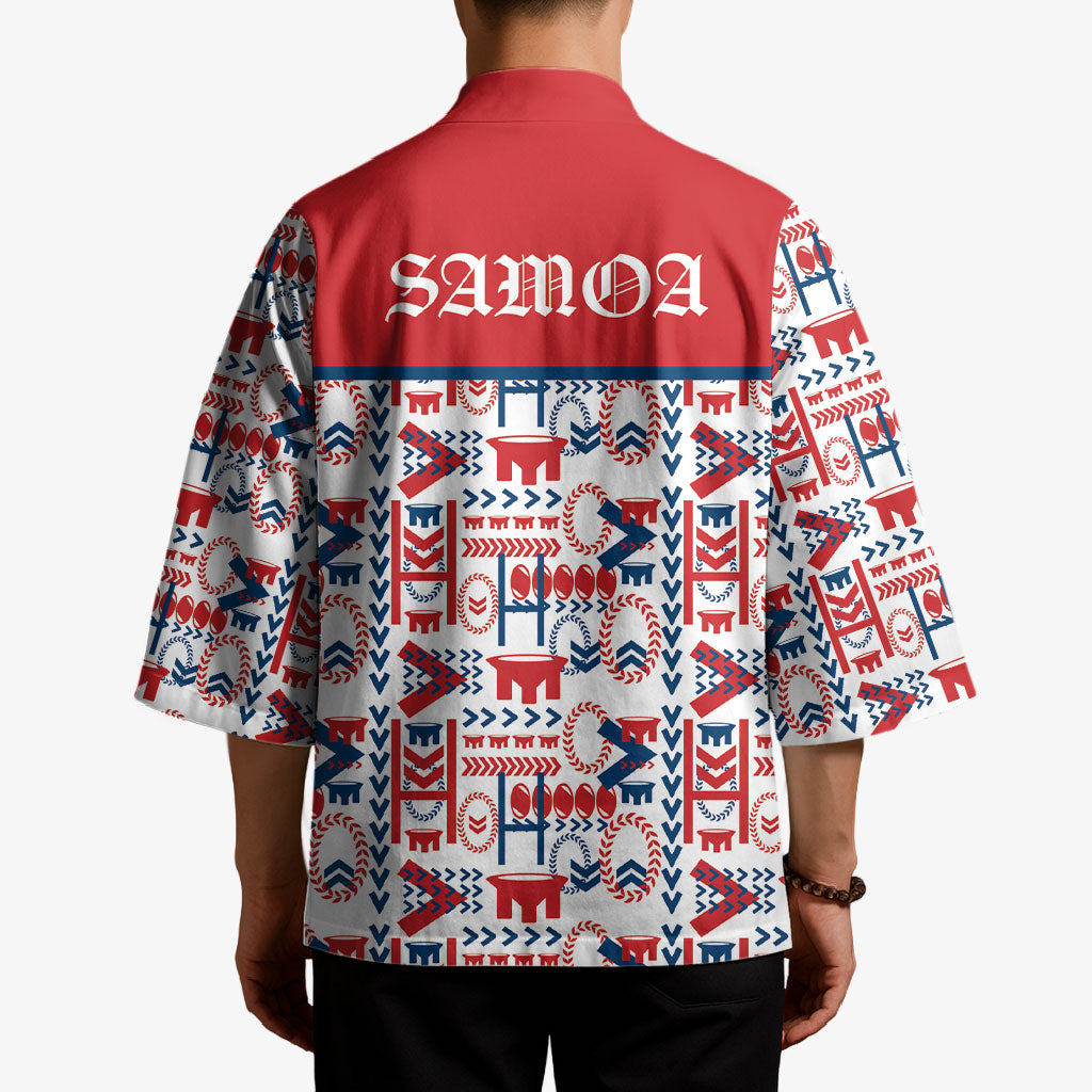 Samoan Warrior Island Heritage Kimono Ocean Island Geometry Red Style LT9 - Polynesian Pride