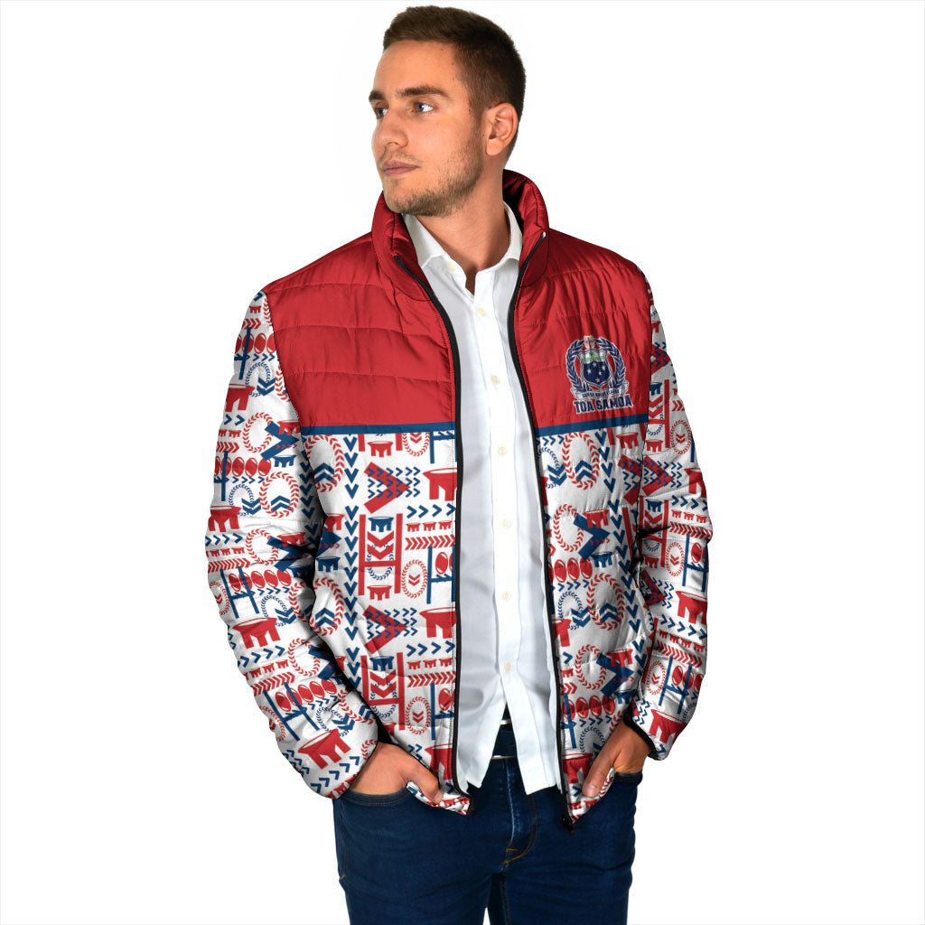 Samoan Warrior Island Heritage Padded Jacket Ocean Island Geometry Red Style LT9 - Polynesian Pride