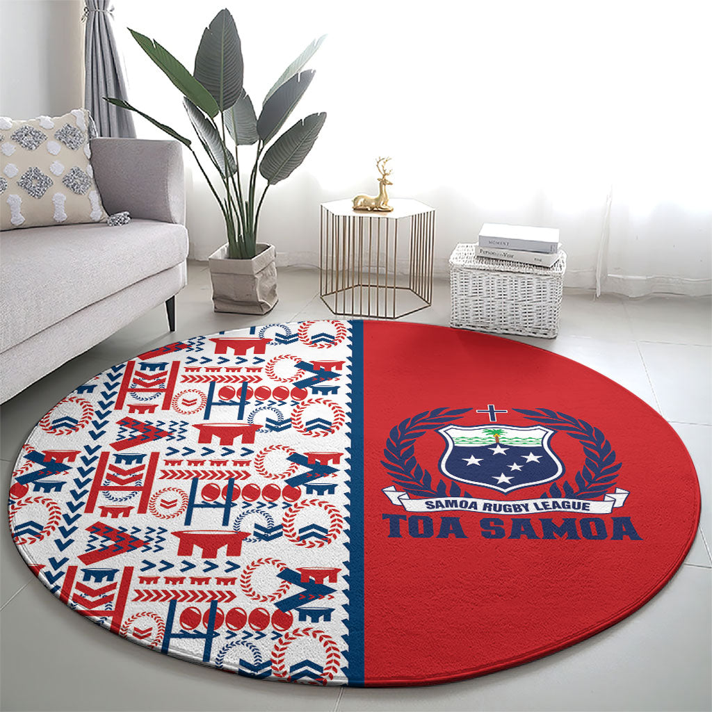 Samoan Warrior Island Heritage Round Carpet Ocean Island Geometry Red Style LT9 - Polynesian Pride