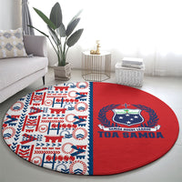 Samoan Warrior Island Heritage Round Carpet Ocean Island Geometry Red Style LT9 - Polynesian Pride