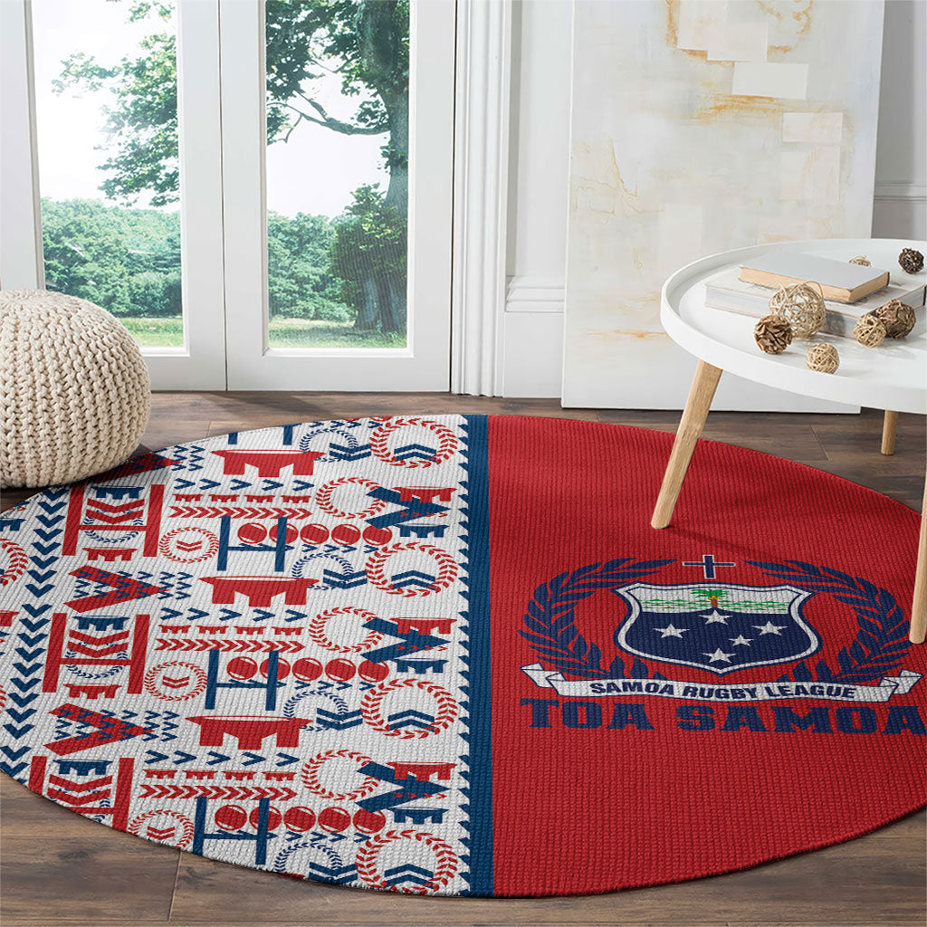 Samoan Warrior Island Heritage Round Carpet Ocean Island Geometry Red Style LT9 - Polynesian Pride