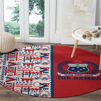 Samoan Warrior Island Heritage Round Carpet Ocean Island Geometry Red Style LT9 - Polynesian Pride