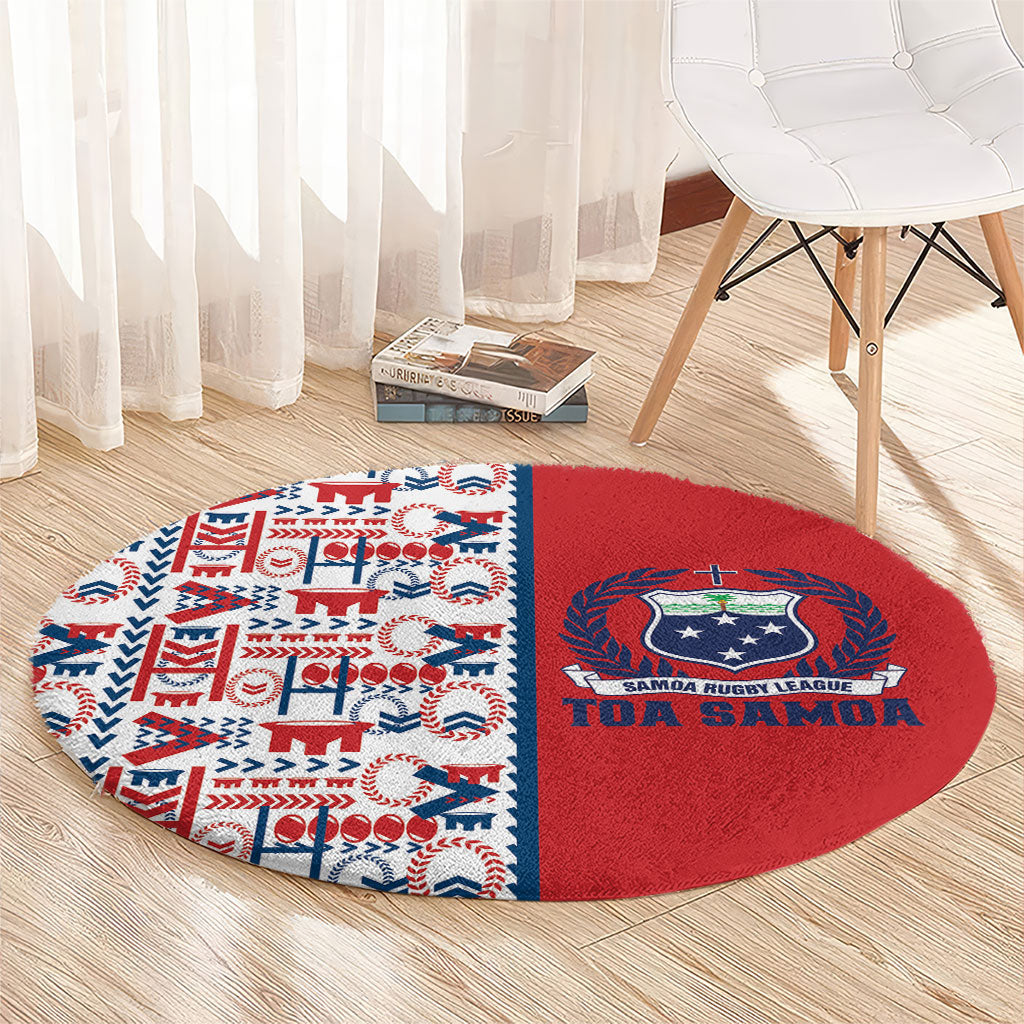 Samoan Warrior Island Heritage Round Carpet Ocean Island Geometry Red Style LT9 - Polynesian Pride
