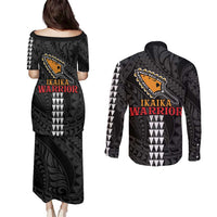 Aloha Spirit Ikaika Warrior Helmet Couples Matching Puletasi and Long Sleeve Button Shirt LT9 - Polynesian Pride