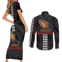 Aloha Spirit Ikaika Warrior Helmet Couples Matching Short Sleeve Bodycon Dress and Long Sleeve Button Shirt LT9 - Polynesian Pride
