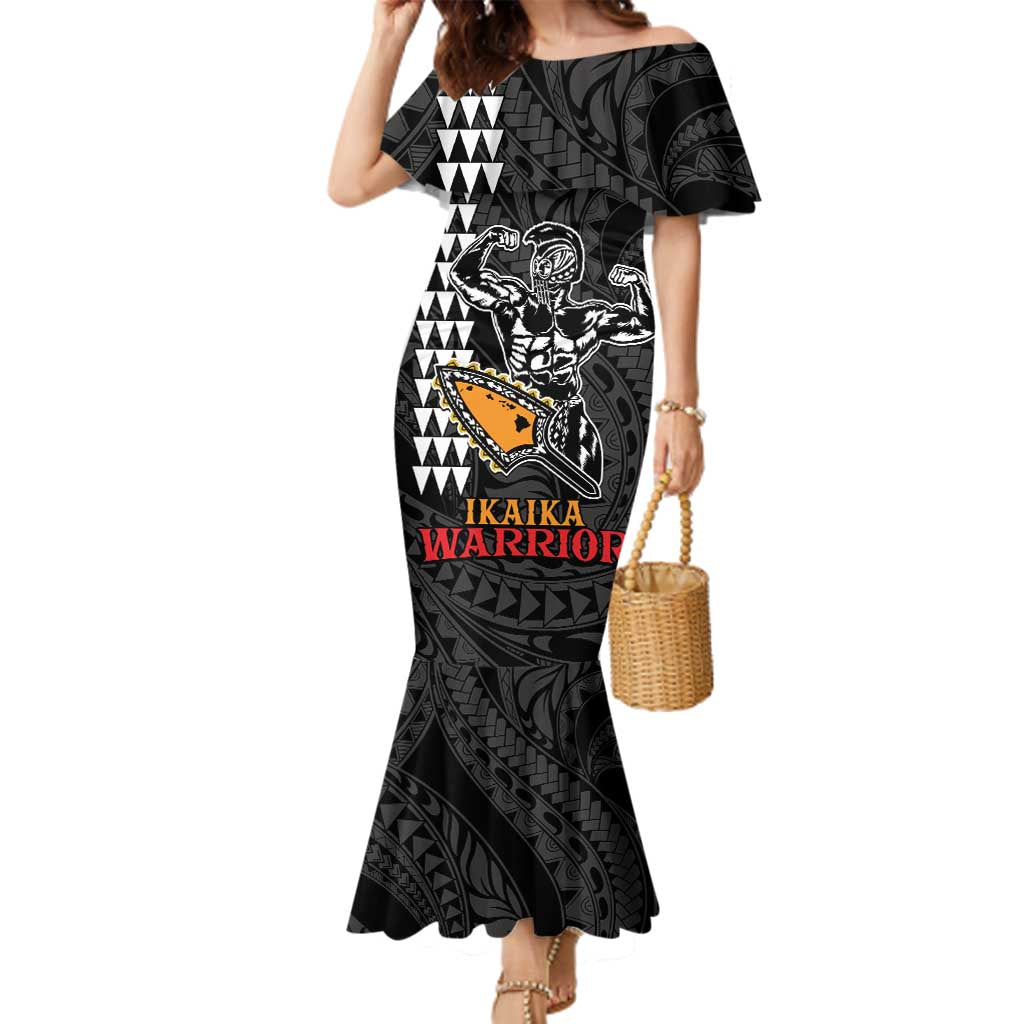 Aloha Spirit Ikaika Warrior Helmet Family Matching Mermaid Dress and Hawaiian Shirt