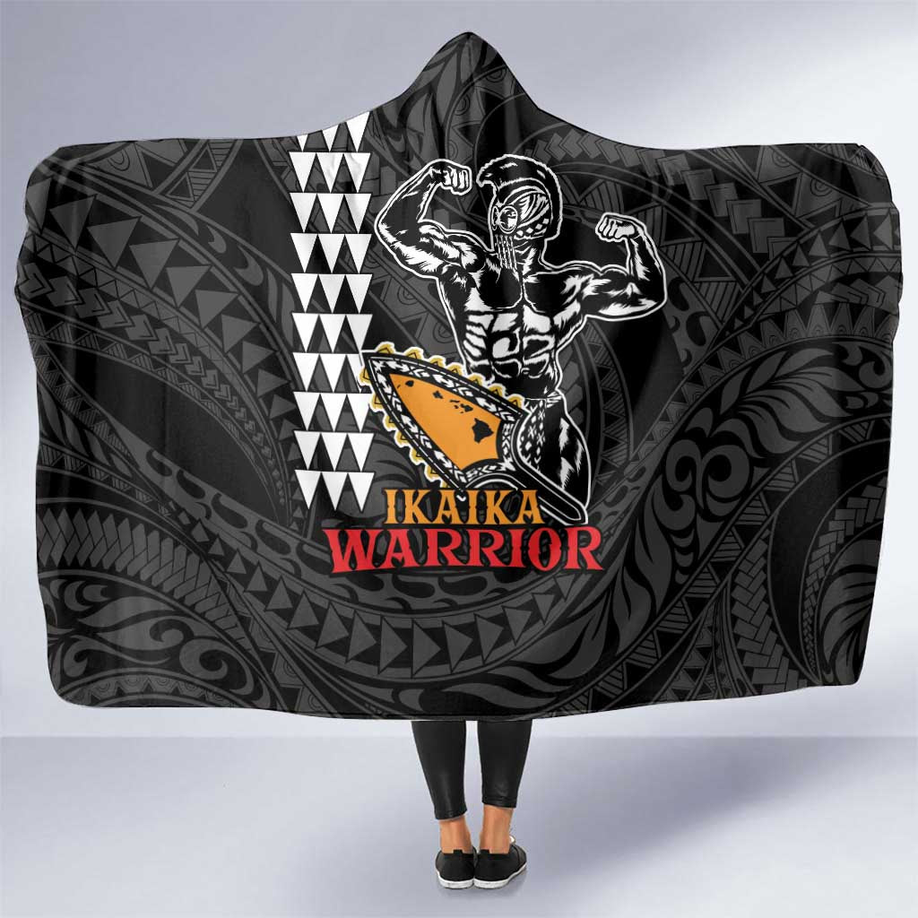 Aloha Spirit Ikaika Warrior Helmet Hooded Blanket LT9 One Size Black - Polynesian Pride