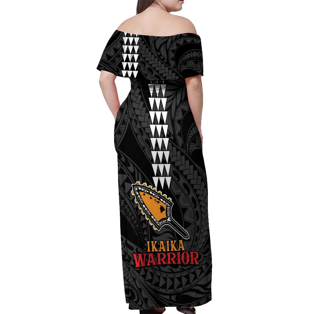 Aloha Spirit Ikaika Warrior Helmet Off Shoulder Maxi Dress LT9 - Polynesian Pride