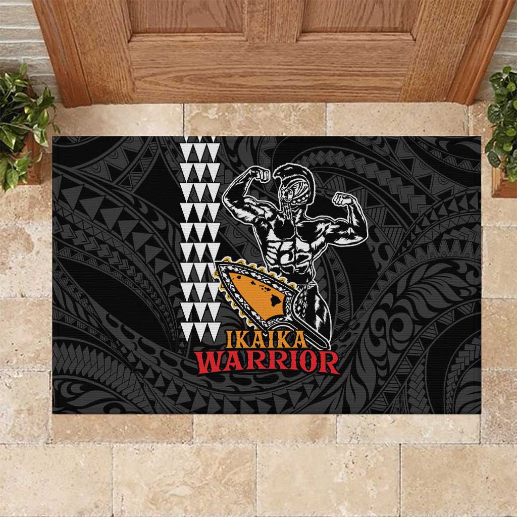 Aloha Spirit Ikaika Warrior Helmet Rubber Doormat LT9 Black - Polynesian Pride