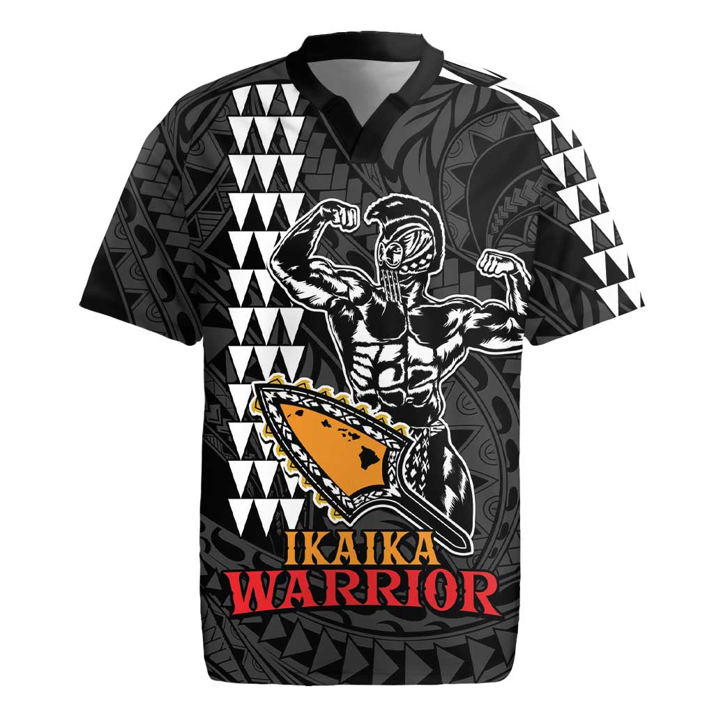 Aloha Spirit Ikaika Warrior Helmet Rugby Jersey LT9 Black - Polynesian Pride