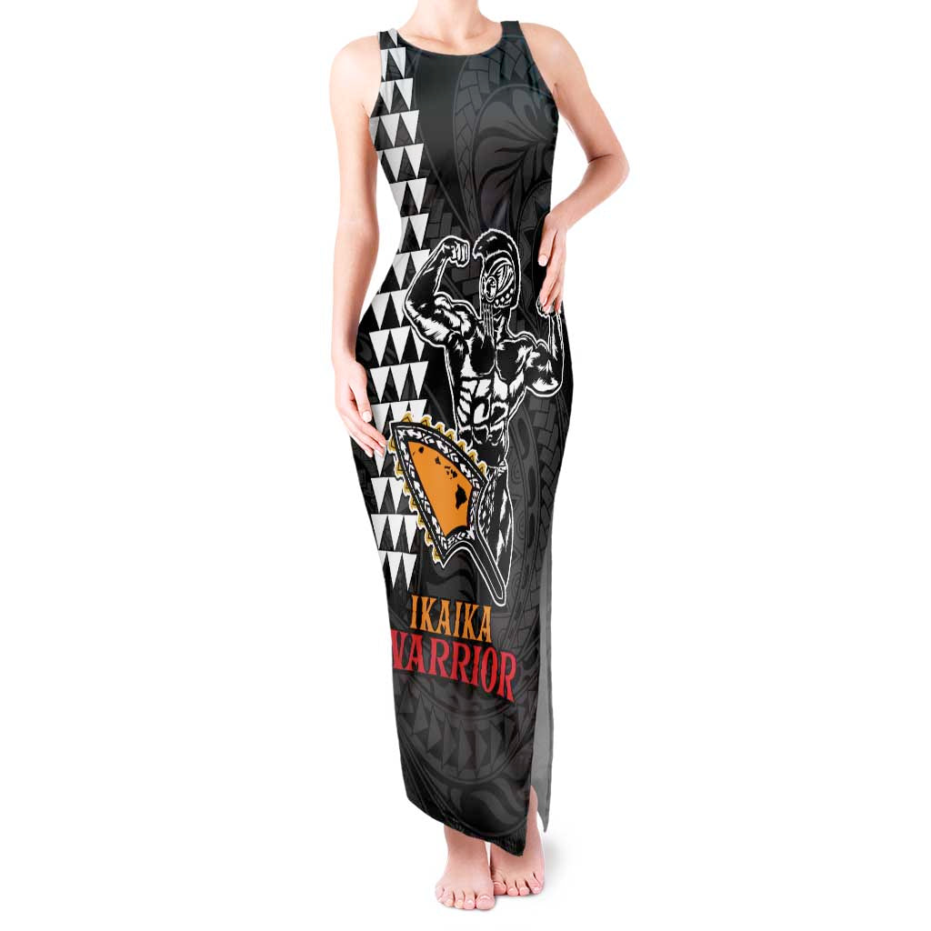 Aloha Spirit Ikaika Warrior Helmet Tank Maxi Dress LT9 Women Black - Polynesian Pride