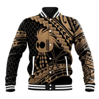 Ikaika Hawaiian Mythic Koa Tribal Warrior Baseball Jacket