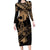 Ikaika Hawaiian Mythic Koa Tribal Warrior Family Matching Long Sleeve Bodycon Dress and Hawaiian Shirt