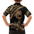 Ikaika Hawaiian Mythic Koa Tribal Warrior Family Matching Off The Shoulder Long Sleeve Dress and Hawaiian Shirt