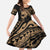 Ikaika Hawaiian Mythic Koa Tribal Warrior Family Matching Off The Shoulder Long Sleeve Dress and Hawaiian Shirt