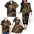 Ikaika Hawaiian Mythic Koa Tribal Warrior Family Matching Off The Shoulder Long Sleeve Dress and Hawaiian Shirt