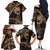 Ikaika Hawaiian Mythic Koa Tribal Warrior Family Matching Off The Shoulder Long Sleeve Dress and Hawaiian Shirt