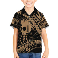 Ikaika Hawaiian Mythic Koa Tribal Warrior Family Matching Off Shoulder Maxi Dress and Hawaiian Shirt