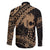 Ikaika Hawaiian Mythic Koa Tribal Warrior Family Matching Off Shoulder Short Dress and Hawaiian Shirt