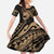 Ikaika Hawaiian Mythic Koa Tribal Warrior Family Matching Short Sleeve Bodycon Dress and Hawaiian Shirt