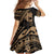 Ikaika Hawaiian Mythic Koa Tribal Warrior Family Matching Short Sleeve Bodycon Dress and Hawaiian Shirt