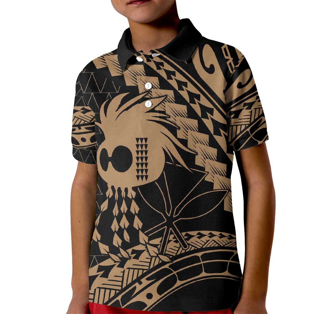 Ikaika Hawaiian Mythic Koa Tribal Warrior Kid Polo Shirt