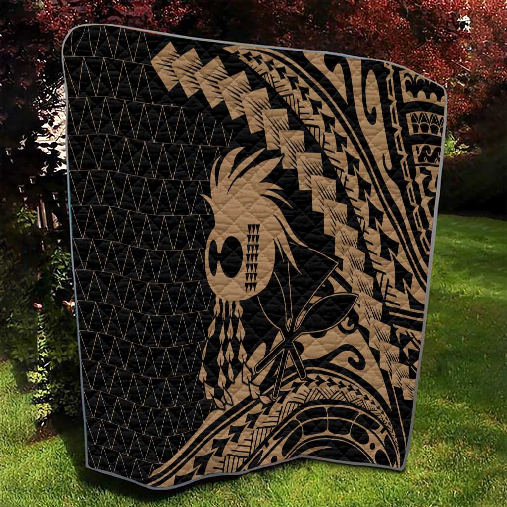 Ikaika Hawaiian Mythic Koa Tribal Warrior Quilt