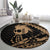 Ikaika Hawaiian Mythic Koa Tribal Warrior Round Carpet