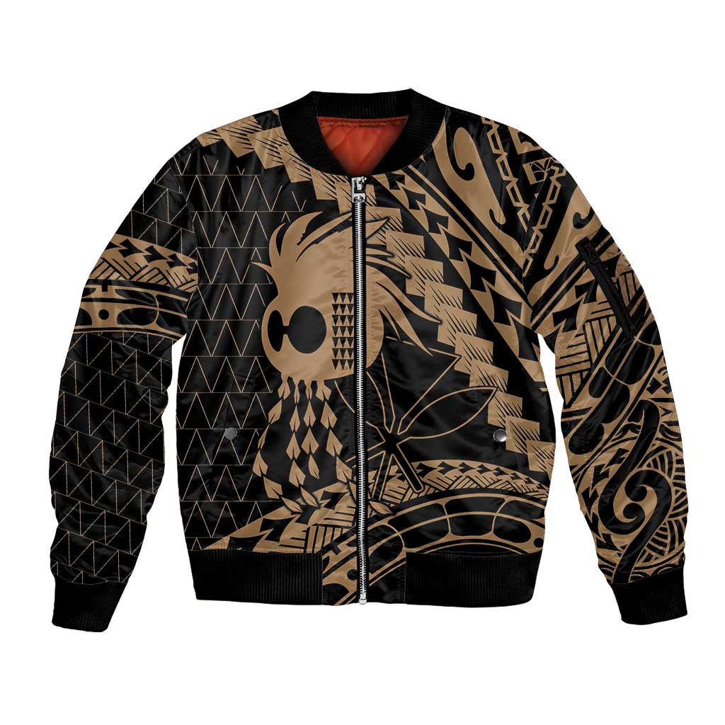 Ikaika Hawaiian Mythic Koa Tribal Warrior Sleeve Zip Bomber Jacket