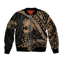 Ikaika Hawaiian Mythic Koa Tribal Warrior Sleeve Zip Bomber Jacket