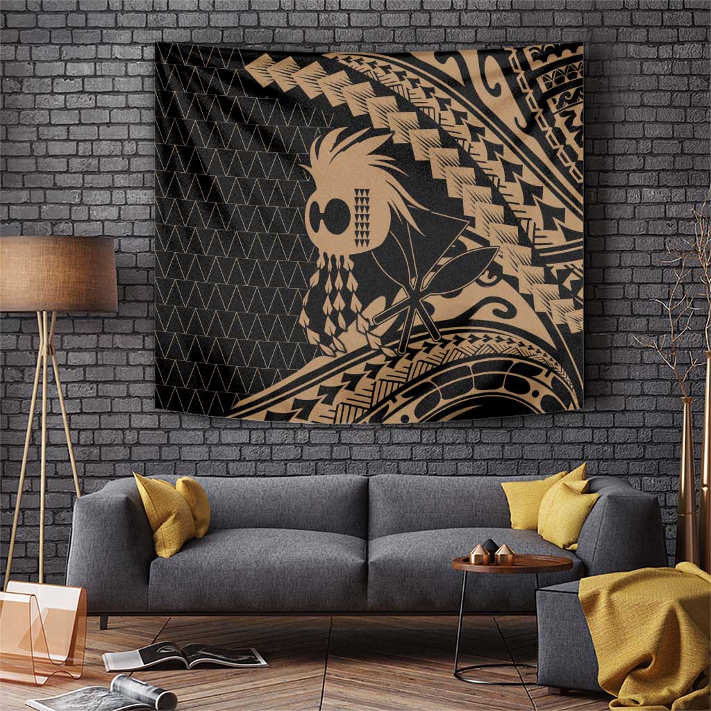 Ikaika Hawaiian Mythic Koa Tribal Warrior Tapestry