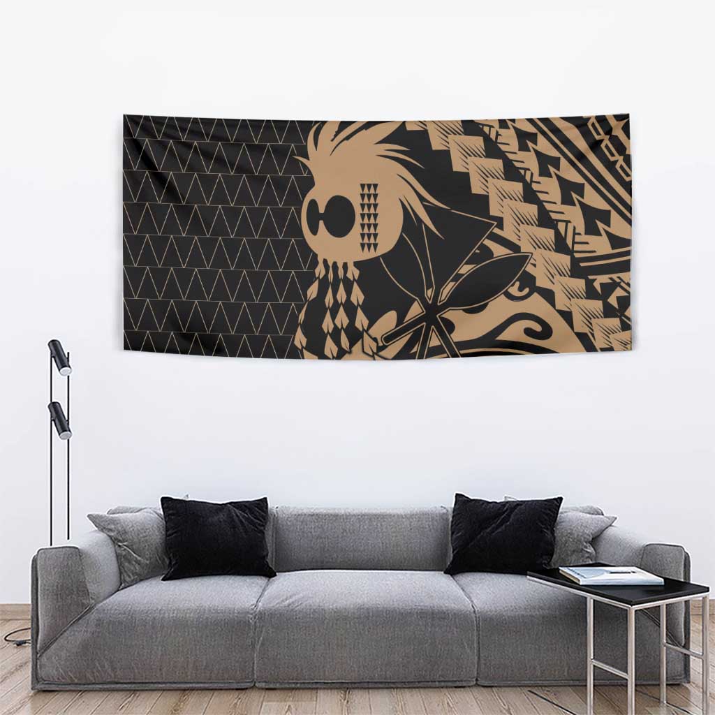Ikaika Hawaiian Mythic Koa Tribal Warrior Tapestry