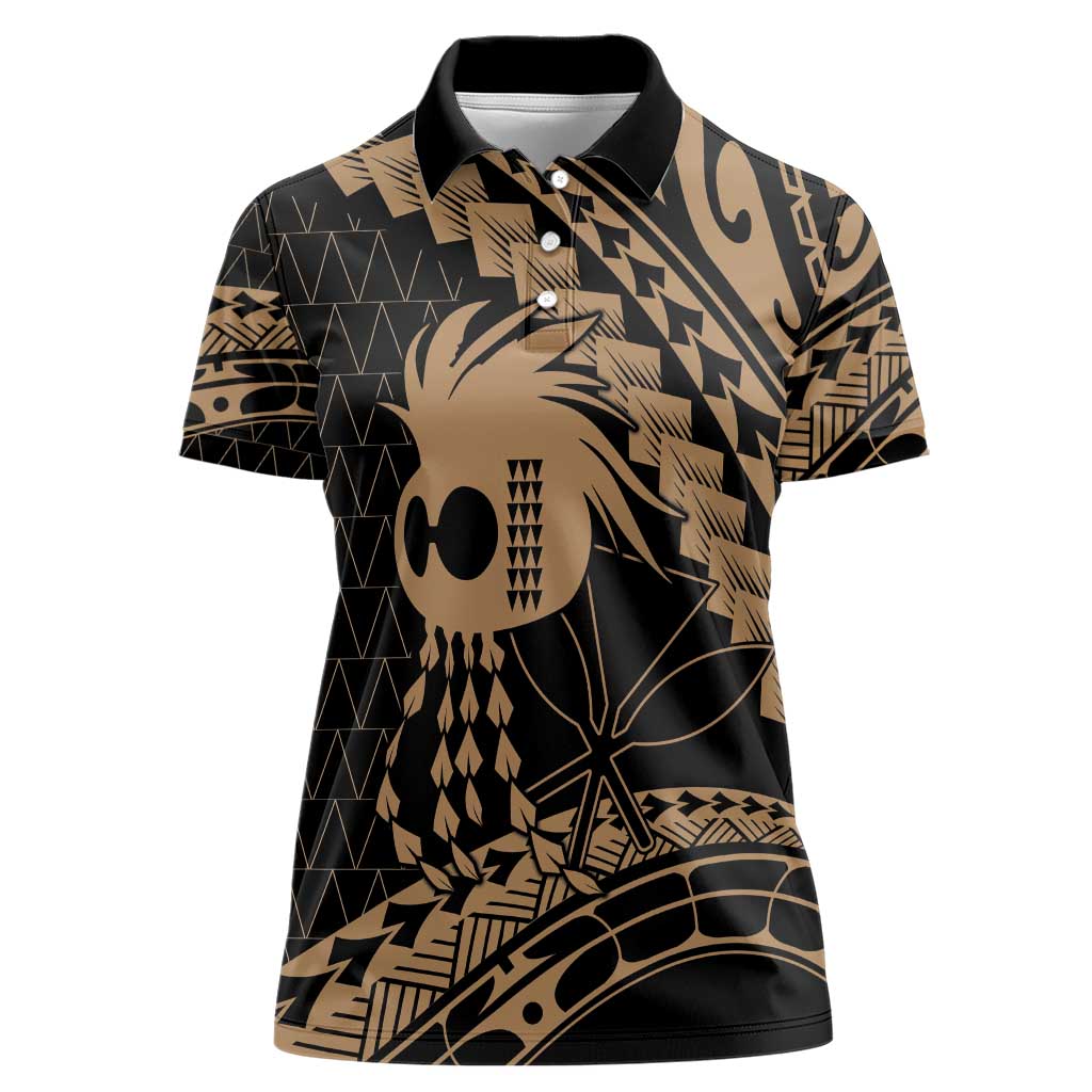 Ikaika Hawaiian Mythic Koa Tribal Warrior Women Polo Shirt