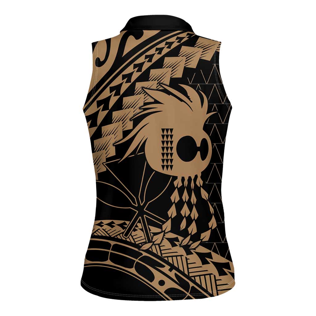 Ikaika Hawaiian Mythic Koa Tribal Warrior Women Sleeveless Polo Shirt