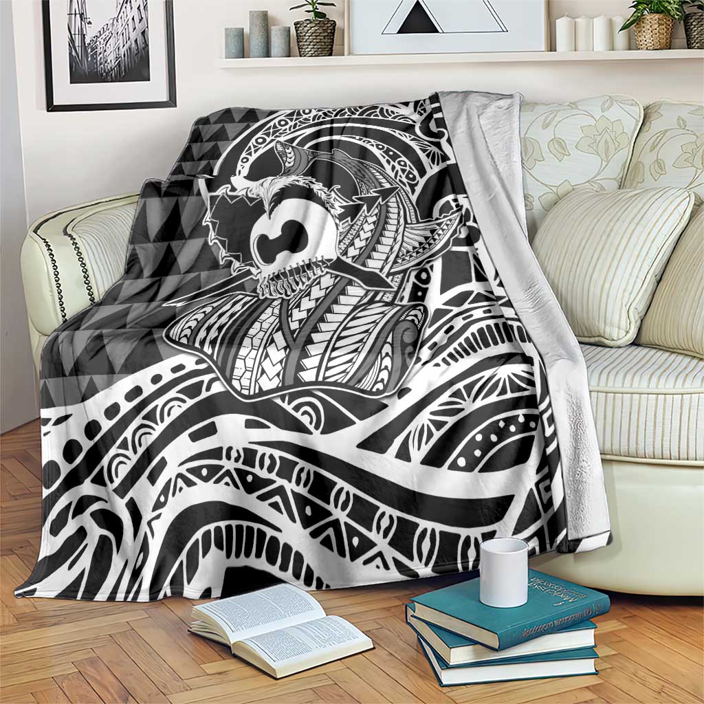 Koa Ikaika Warrior Helmet with Shark Blanket Black Kakau Style LT9 Black - Polynesian Pride