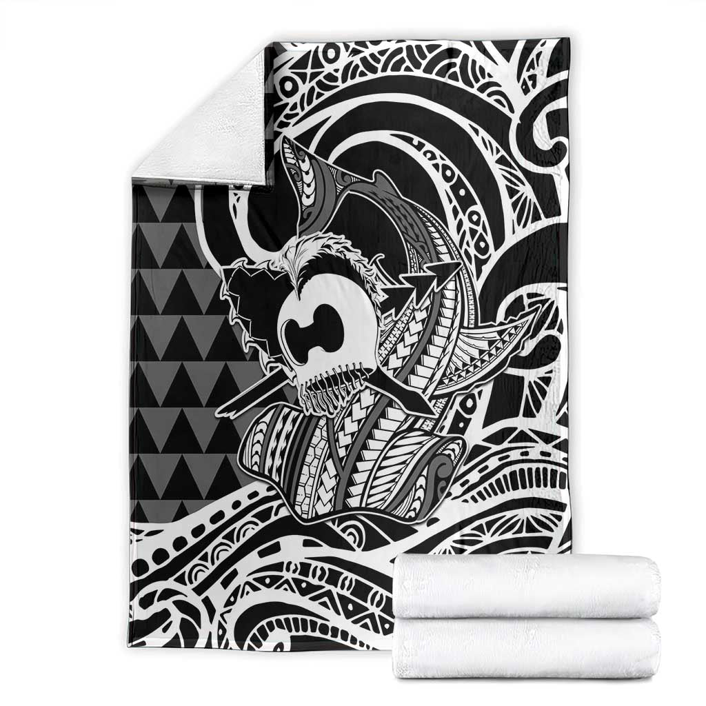 Koa Ikaika Warrior Helmet with Shark Blanket Black Kakau Style LT9 - Polynesian Pride