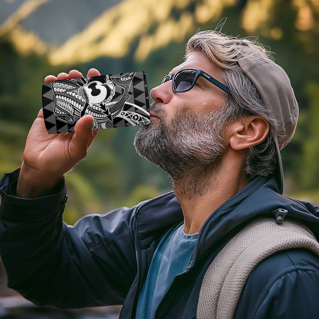 Koa Ikaika Warrior Helmet with Shark 4 in 1 Can Cooler Tumbler Black Kakau Style